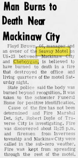 Seaway Motel - Jan 18 1965 Article On Fire